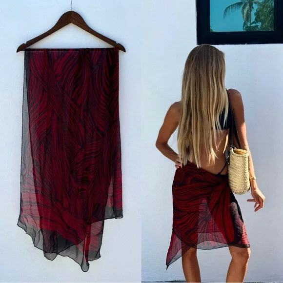 Vintage Red & Black Jaeger Scarf - Picture 1 of 5